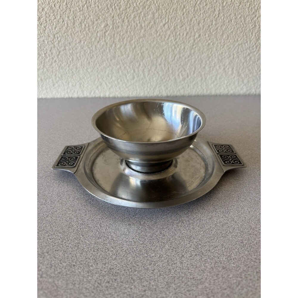 Vintage Rogers-Insilco Fashion Stainless Chip & Dip Serving Bowl Tray MCM